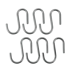 Conjunto 6 Ganchos "S" Cromado 6,5cm Metaltex