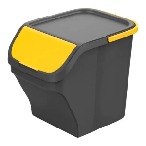 Balde Stack N Sort 25l Cinza com Tampa Amarela