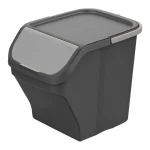 Balde Stack N Sort Cinza 25l com Tampa Azul