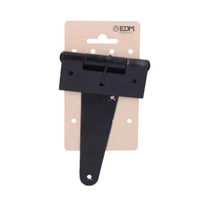 Dobradiça T 130x90mm Hº Epóxi Preto em Cartão Sus.