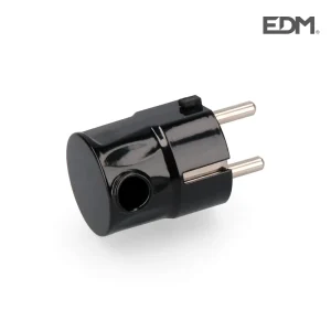 Ficha Schuko S/Lateral 4,8mm Preta Embalada (60220