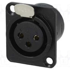 Tomada, Xlr, Fêmea, Pin: 3, Solda, Preta, Metal, .