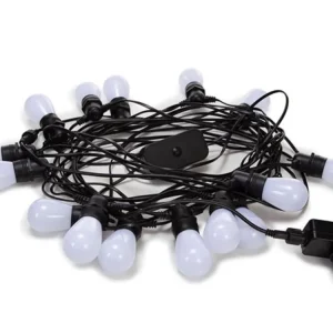 Led - 15 M - 15 Lampadas Brancas - Fio Preto - In.