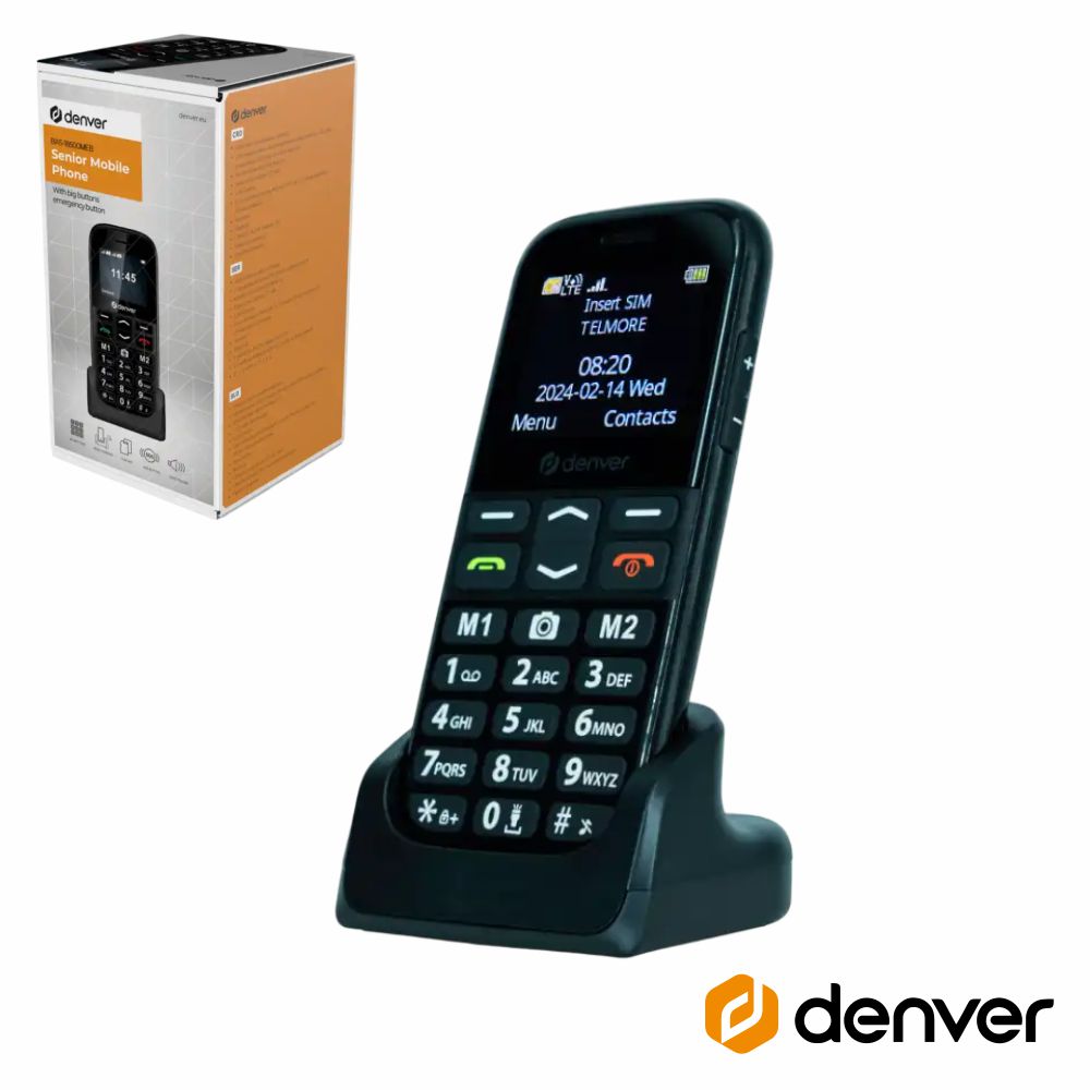 Telemóvel P/ Séniores 1.77" SOS FM Preto DENVER