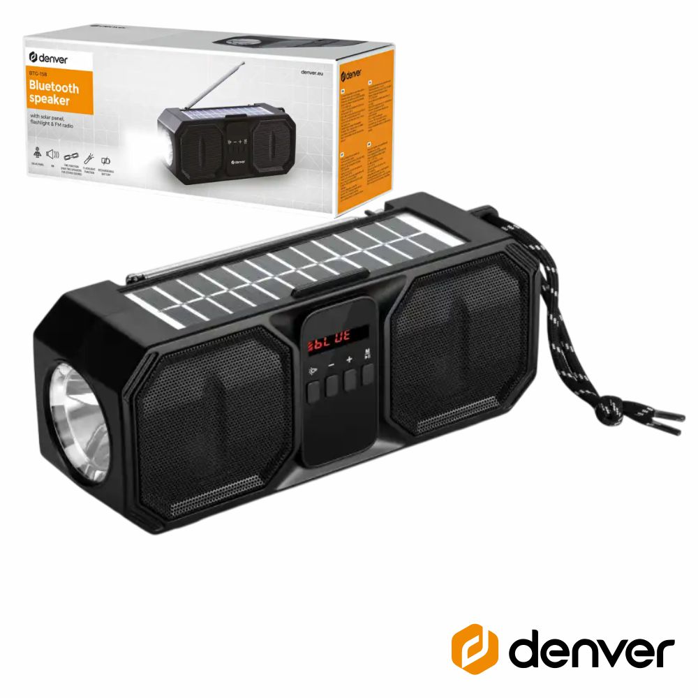 BTG-158 Rádio Portátil C/ Painel Solar/ Lanterna / Bluetooth / TWS