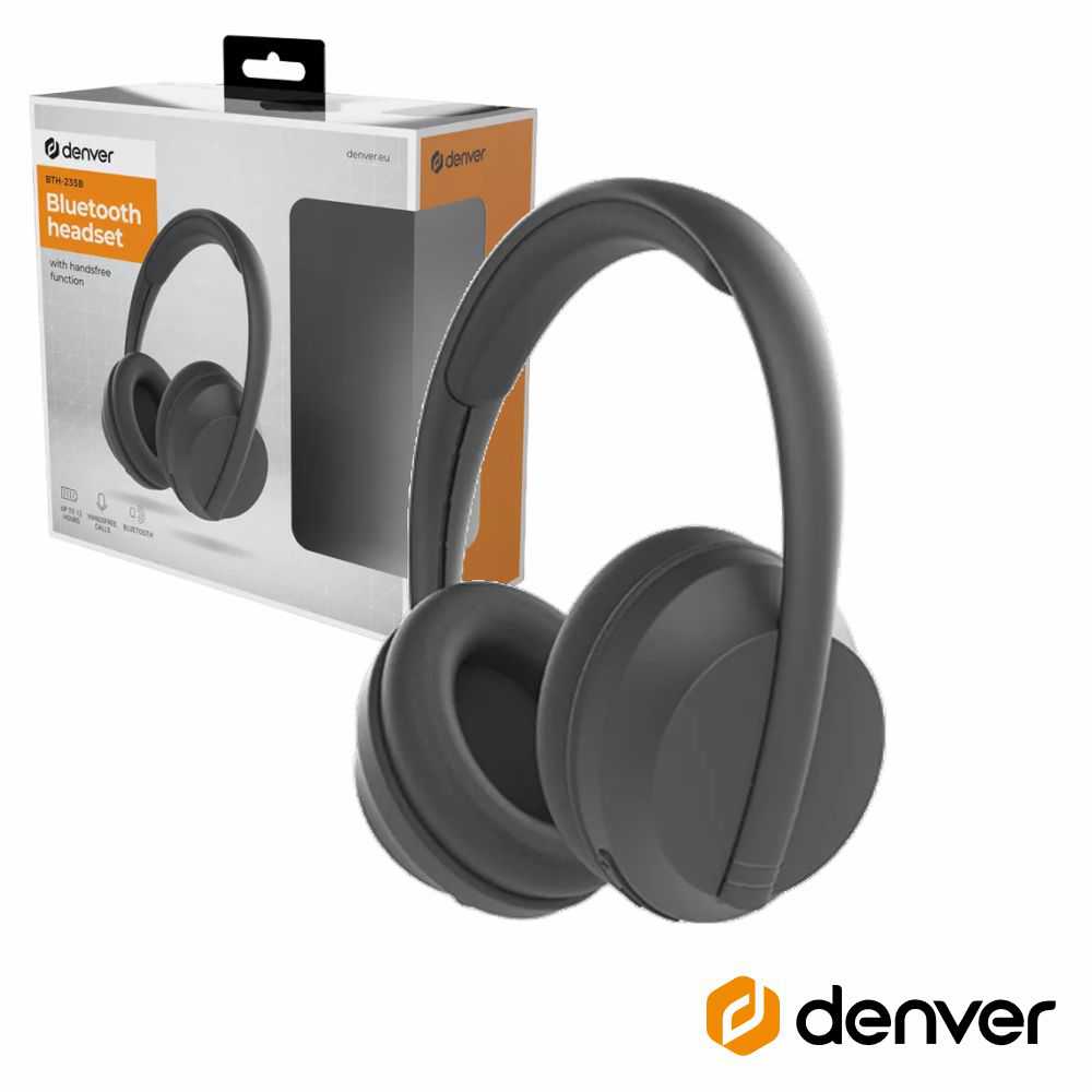 Auscultadores Bluetooth S/ Fios Preto Mic DENVER