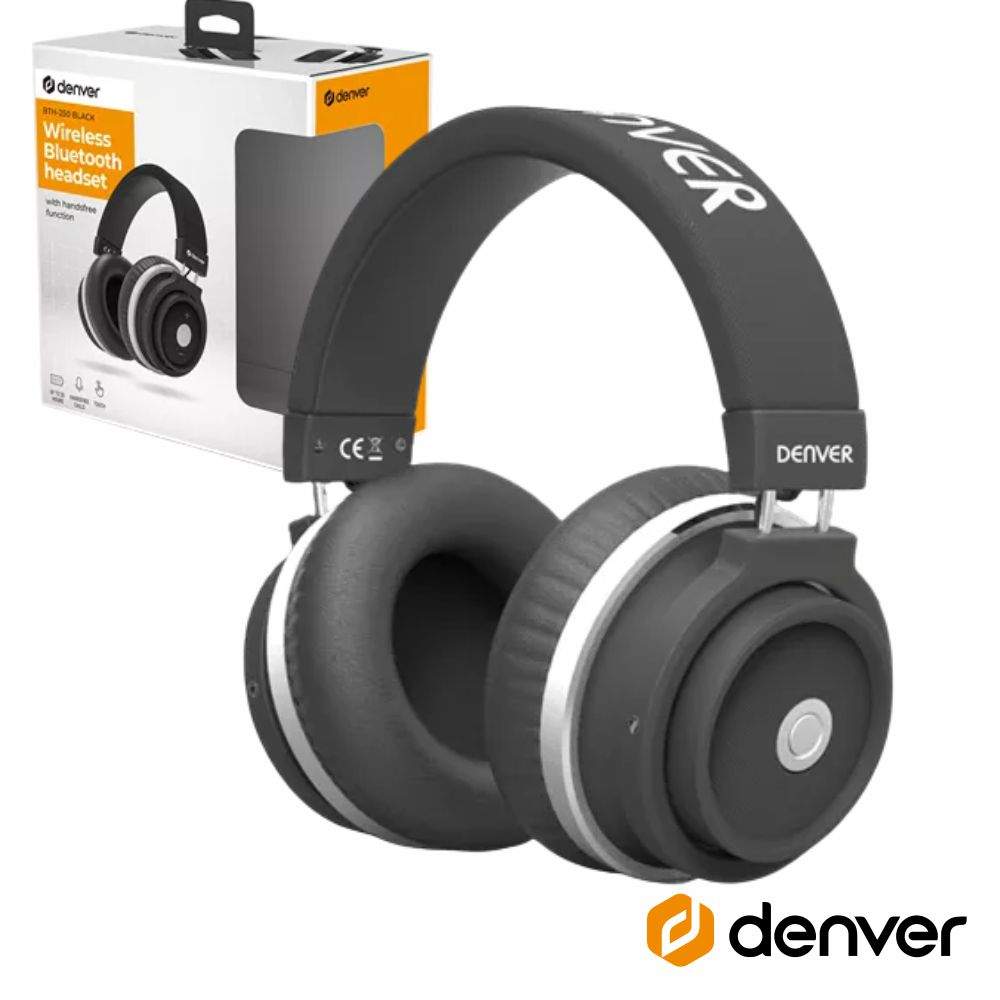 AUSCULTADORES BLUETOOTH S/ FIOS AUX PRETO MIC DENVER