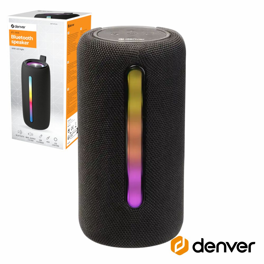 Coluna Bluetooth Portátil 2x50W FM/AUX/USB/SD/TWS DENVER