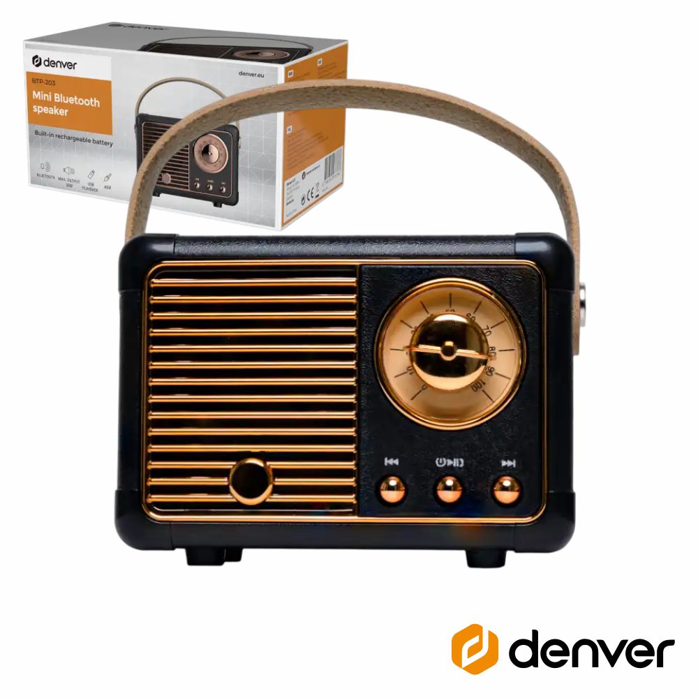Coluna Bluetooth 30W Bluetooth 5.0 Preto DENVER