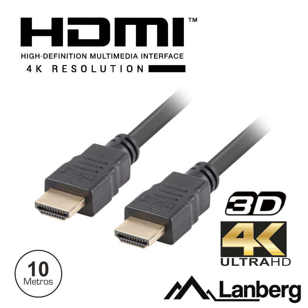 Cabo HDMI Dourado Macho / Macho 2.0 4K 10m LANBERG