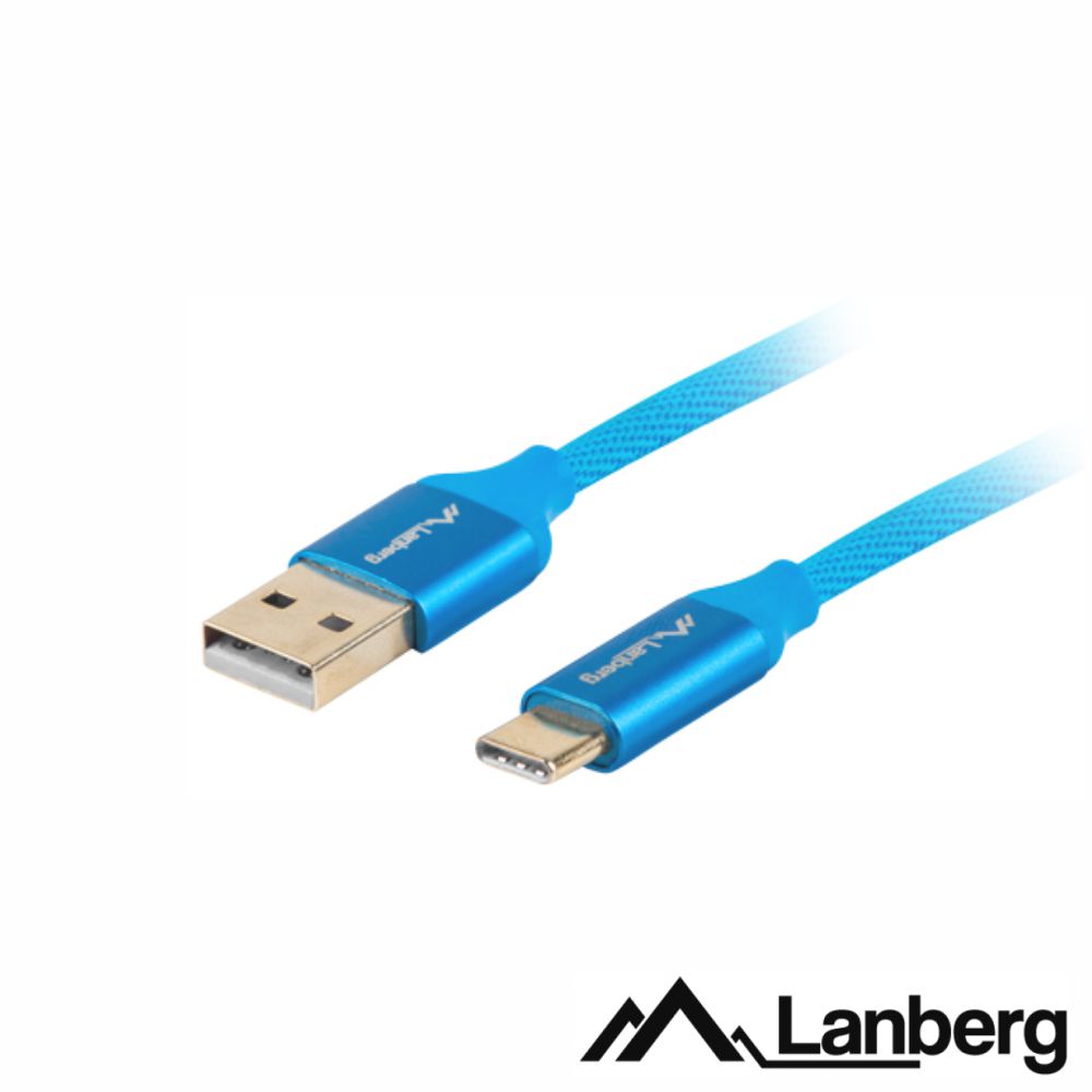 Cabo USB-A 2.0 Macho / USB-C Macho 1.8m Azul LANBERG