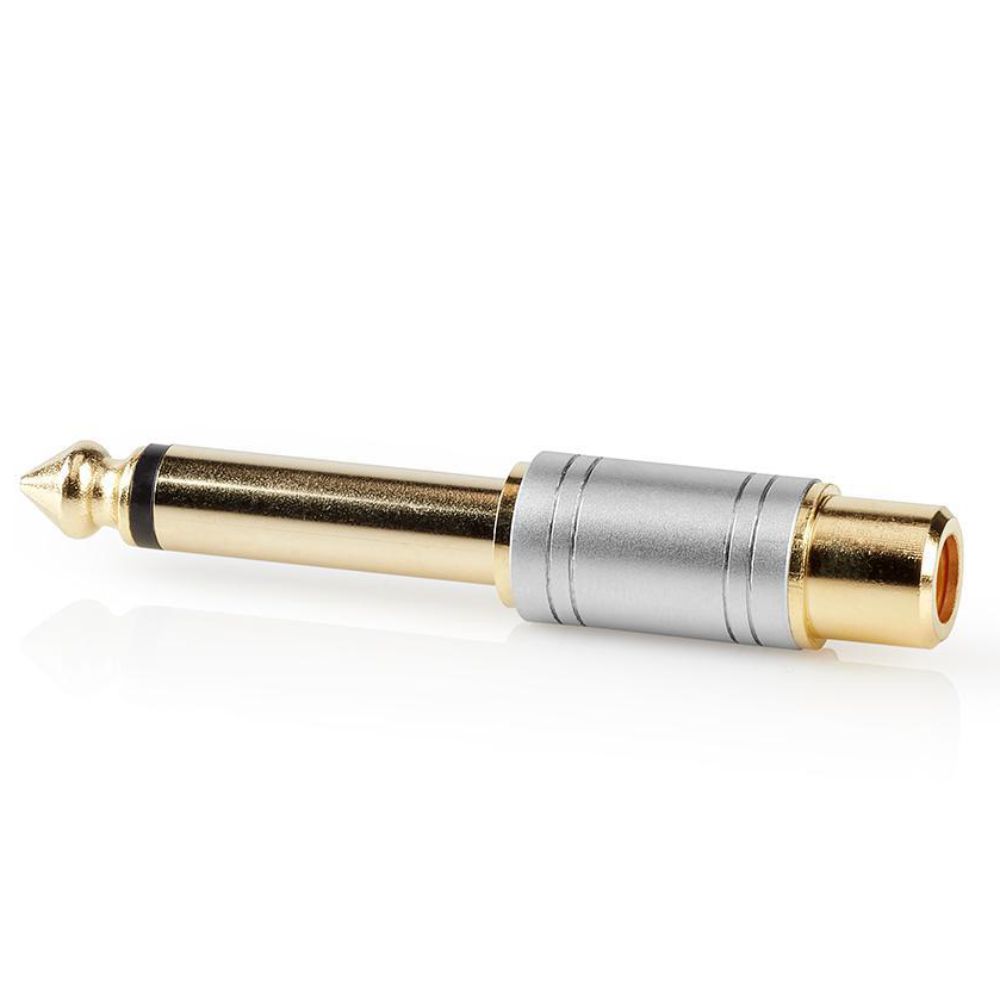 Ficha Adaptadora Metal RCA Fêmea / Jack 6.35mm Macho