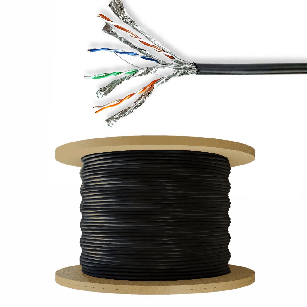 Cabo s/ftp cat7 awg24 rígido 100m exterior preto