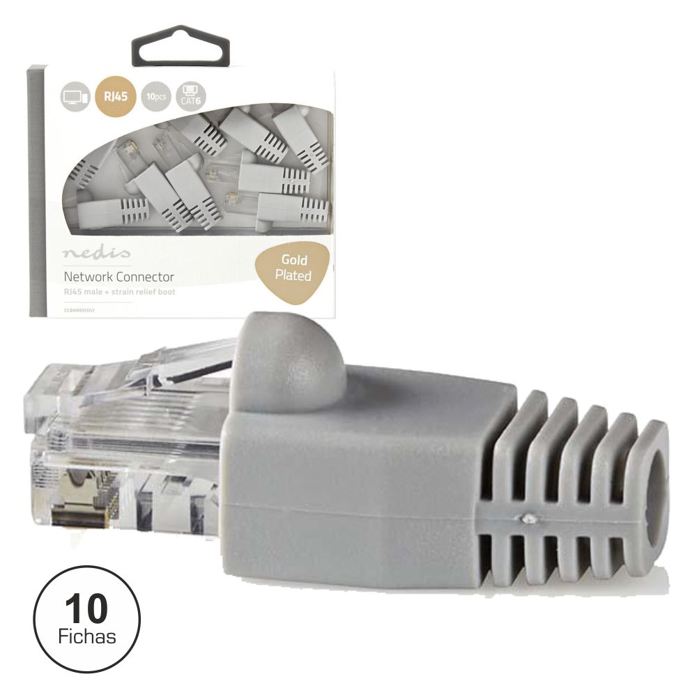 Ficha rj45 modular cat6 8p8c c/ capa 10x