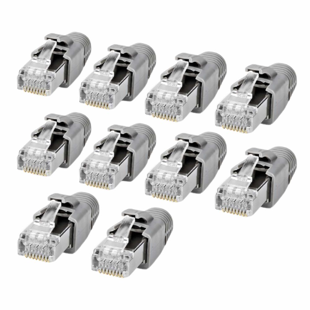 Conjunto 10 Fichas RJ45 Modulares 8p8c CAT7 FTP Metálicas