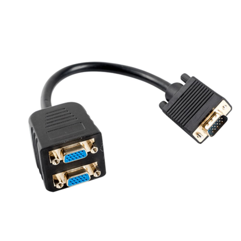 Cabo VGA VGA Macho - 2x VGA Fêmea 0,2 m Preto NEDIS