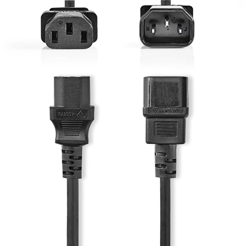 Cabo Alimentação IEC C13 Macho / C14 Fêmea 3G1.00mm 3m