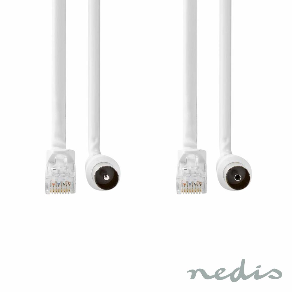 Cabo Coaxial Fêmea / RJ45 P/ Ficha Coaxial Macho / RJ45 1.5M