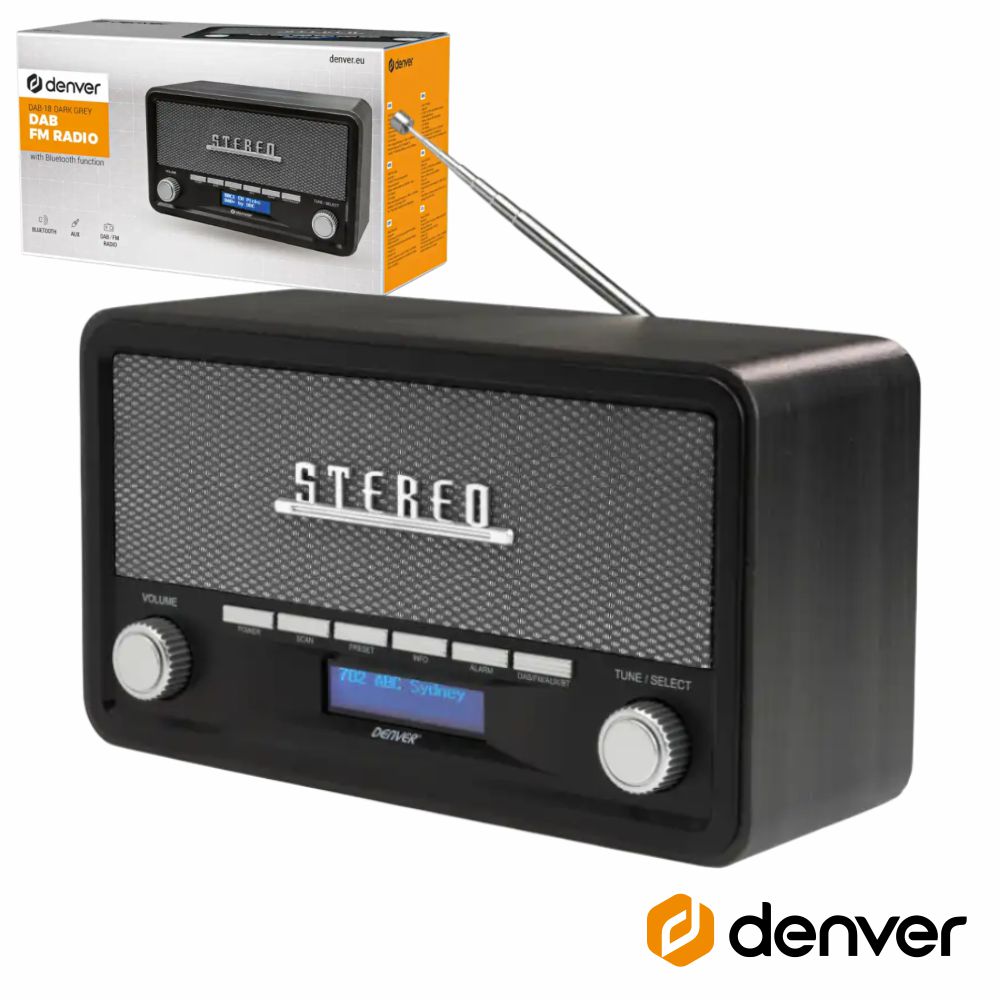 Rádio AM/FM/Bluetooth/ Mp3/Aux Vintage DENVER