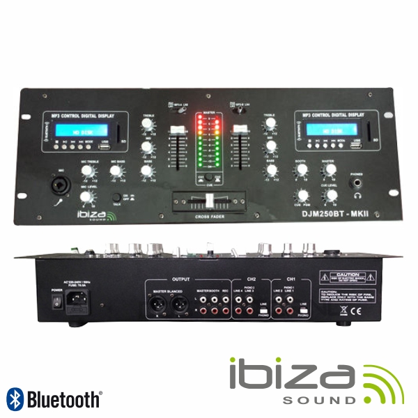 MESA DE MISTURA 2 CANAIS 7 ENTRADAS USB/BT/SD IBIZA