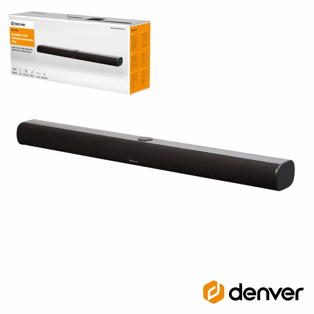 Barra Som S/Fios USB/BT/SD/AUX/HDMI/TOSLINK 200W DENVER