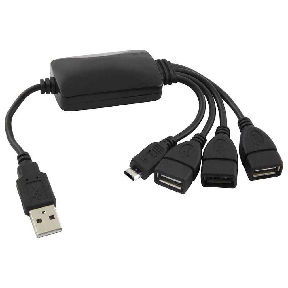 HUB USB2.0 C/ 3 PORTAS USB E 1 MICRO USB-B