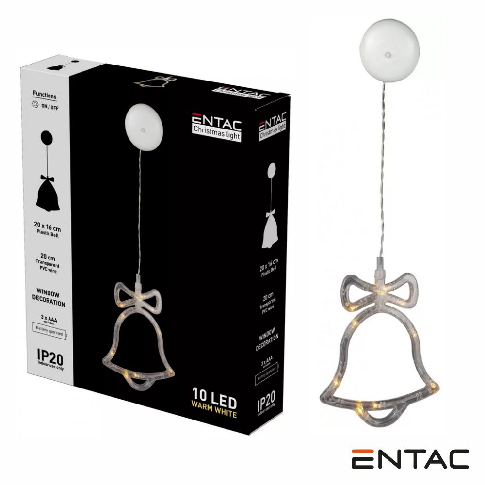 Sino Decorativo c/ ventosa 10 LED 3000K a pilhas ENTAC