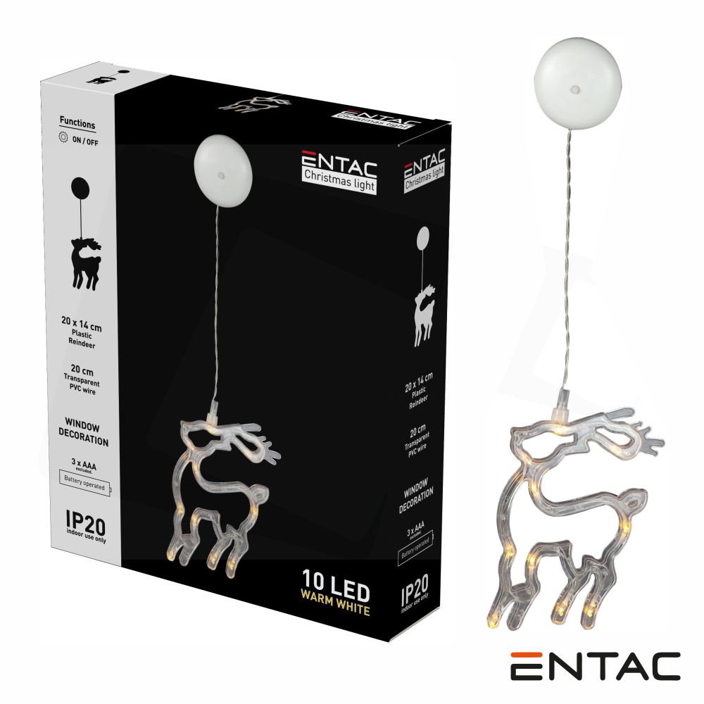 Rena Decorativo c/ ventosa 10 LED 3000K a pilhas ENTAC