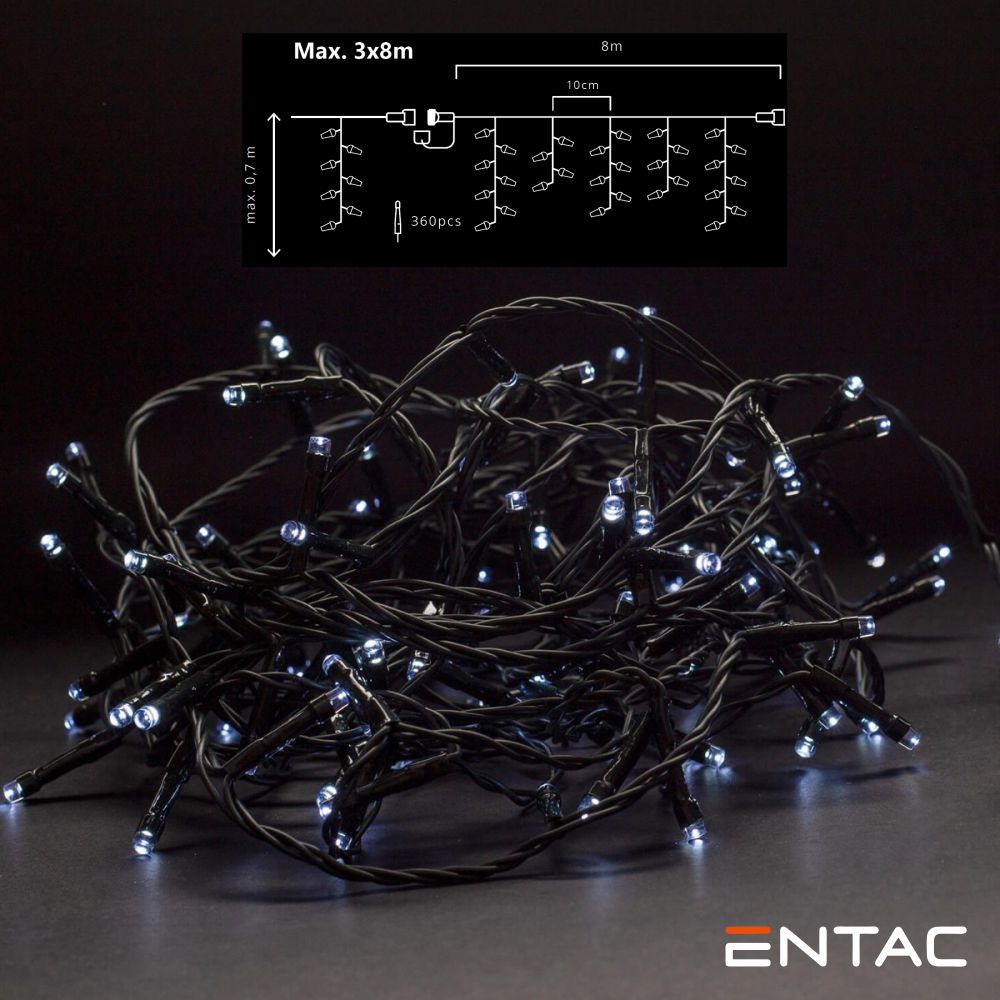 Grinalda 360 LEDs 6400K Cortina 8m S/ Alimentador ENTAC