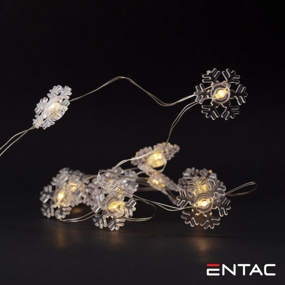 Grinalda 10 LEDs Floco Neve Arame 2xAA 1m ENTAC