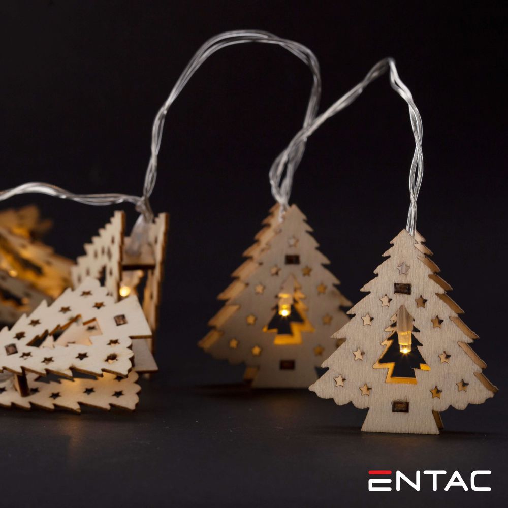 Grinalda 10 LEDS Árvores Madeira 2xAA 1.65m ENTAC