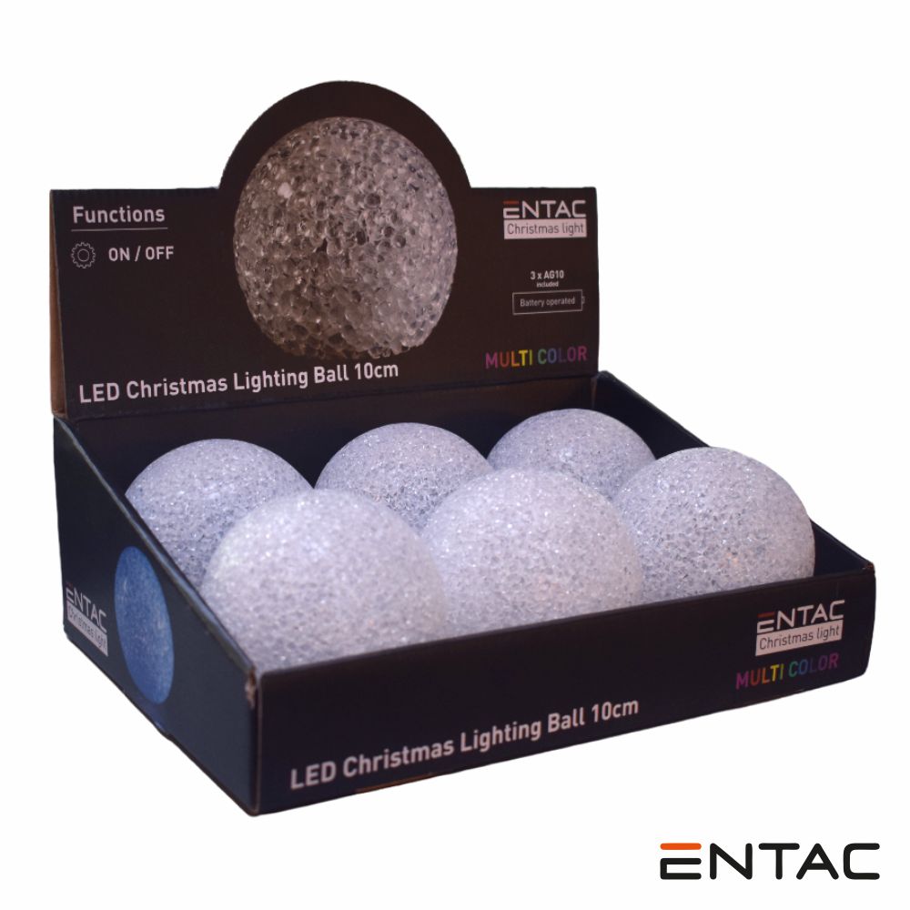 Expositor C/ 6 Bolas Decorativas LED Multicor a pilhas ENTAC