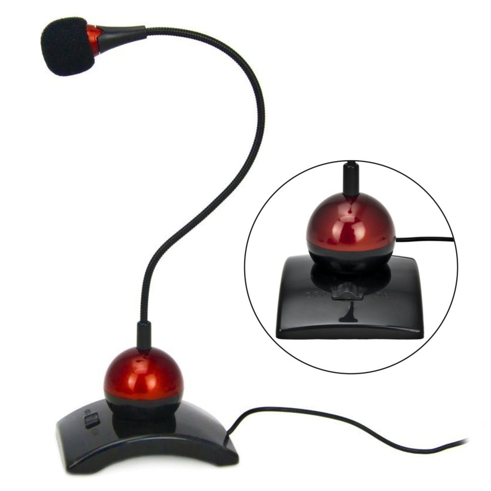 Microfone Mesa por Jack 3.5mm Vermelho