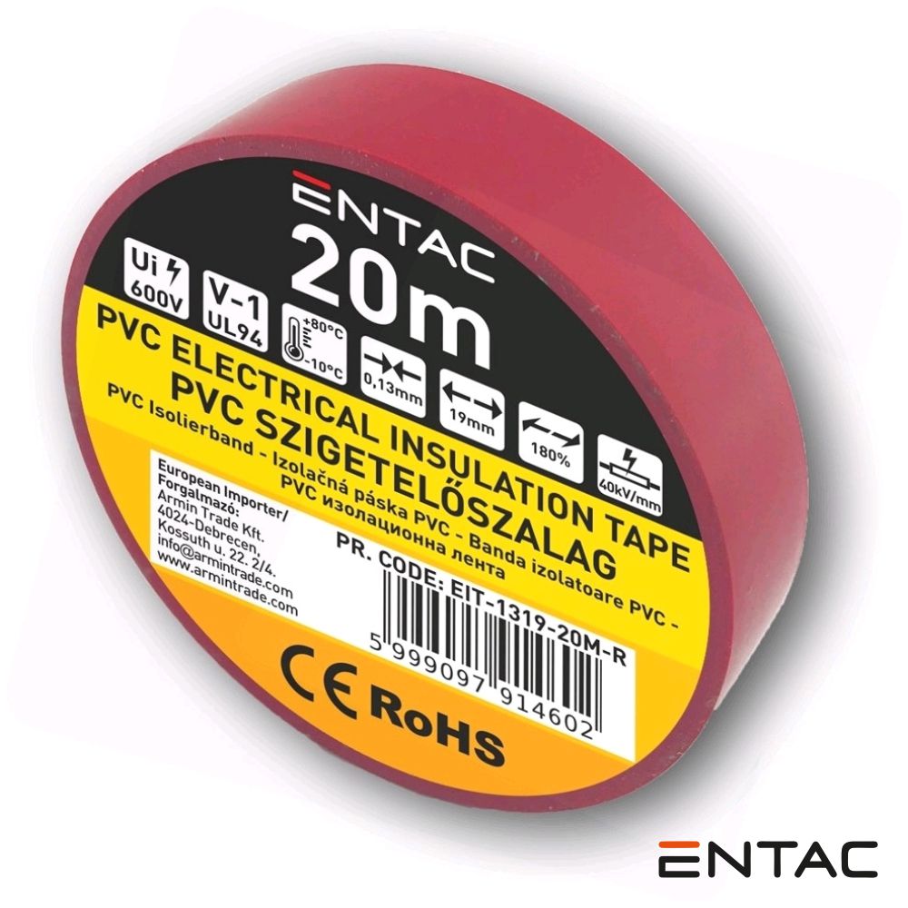 Fita Isoladora Vermelho 20M ENTAC