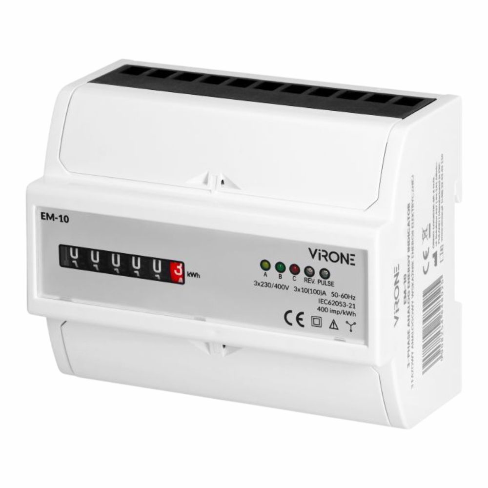 Contador Energia Analógico Trifásico 230V/100A 7 Módulos DIN