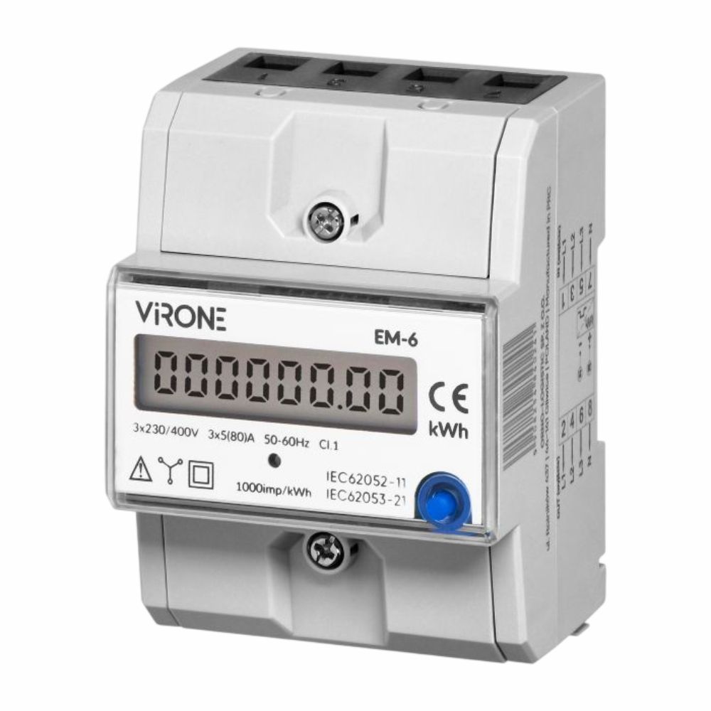 Contador Energia Digital Trifásico 230V/80A 2 Módulos DIN