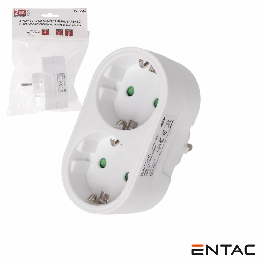 Tomada Elétrica C/ 2 Saídas Branco ENTAC