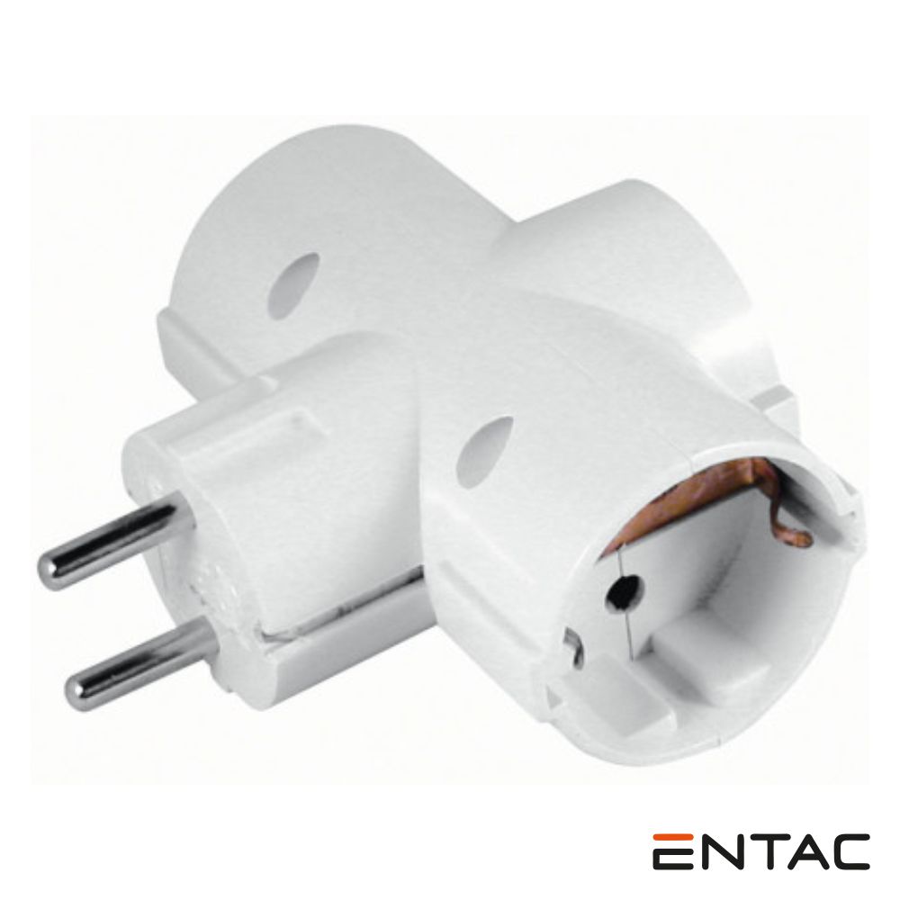 Tomada Elétrica c/ 3 Saídas Branco ENTAC