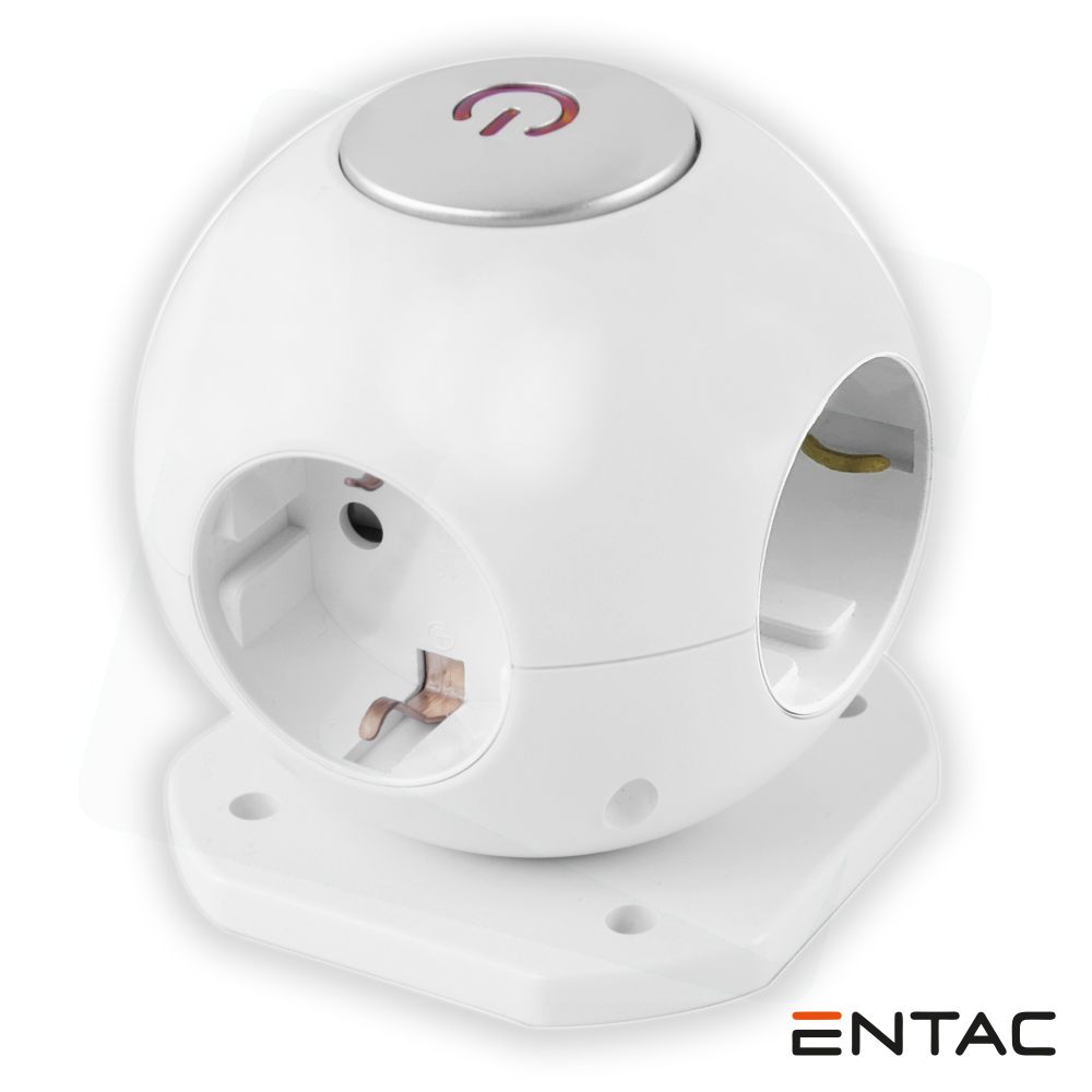 Tomada Elétrica Globo C/ 4 Saídas Branco ENTAC