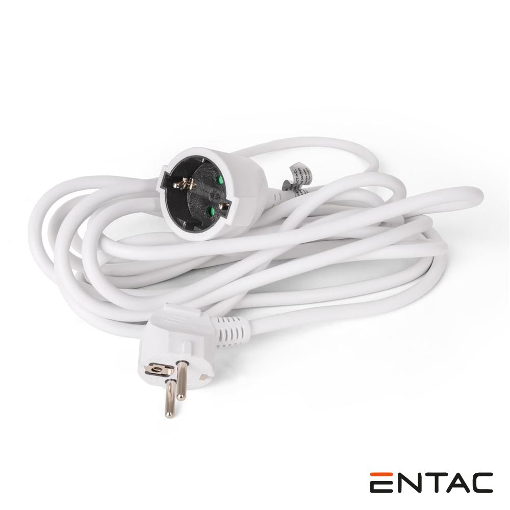 Cabo Extensão Tomada Elétrica 1x Schuko 5m Branco ENTAC