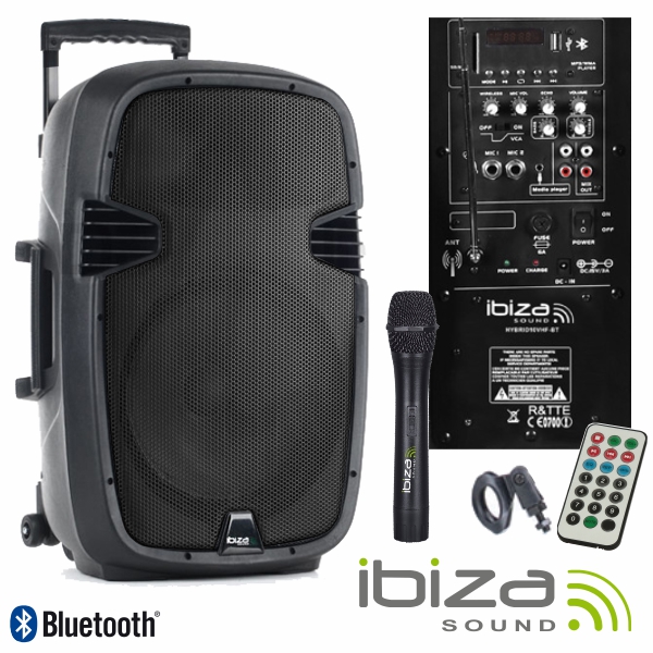 COLUNA AMPLIFICADA 10" 400W USB/BT/SD/BAT/1XMIC VHF IBIZA
