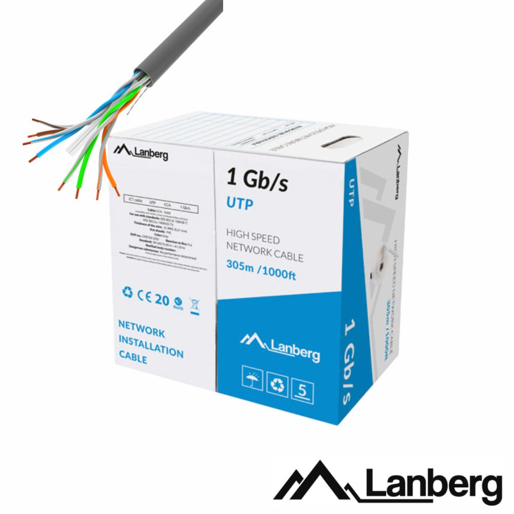 Cabo UTP CAT6 4xAWG23 305m Cinzento LANBERG