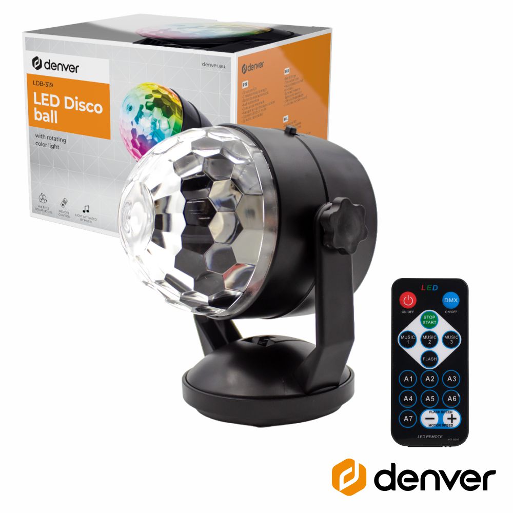 Projector de Luz LED RGB C/ Comando DENVER