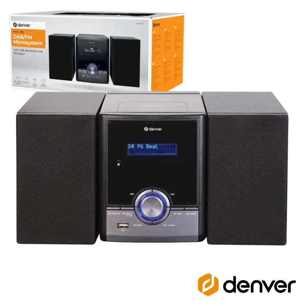 Sistema Som 2.0 C/ Visor LCD BT/FM/CD/AUX/USB 2x50W DENVER