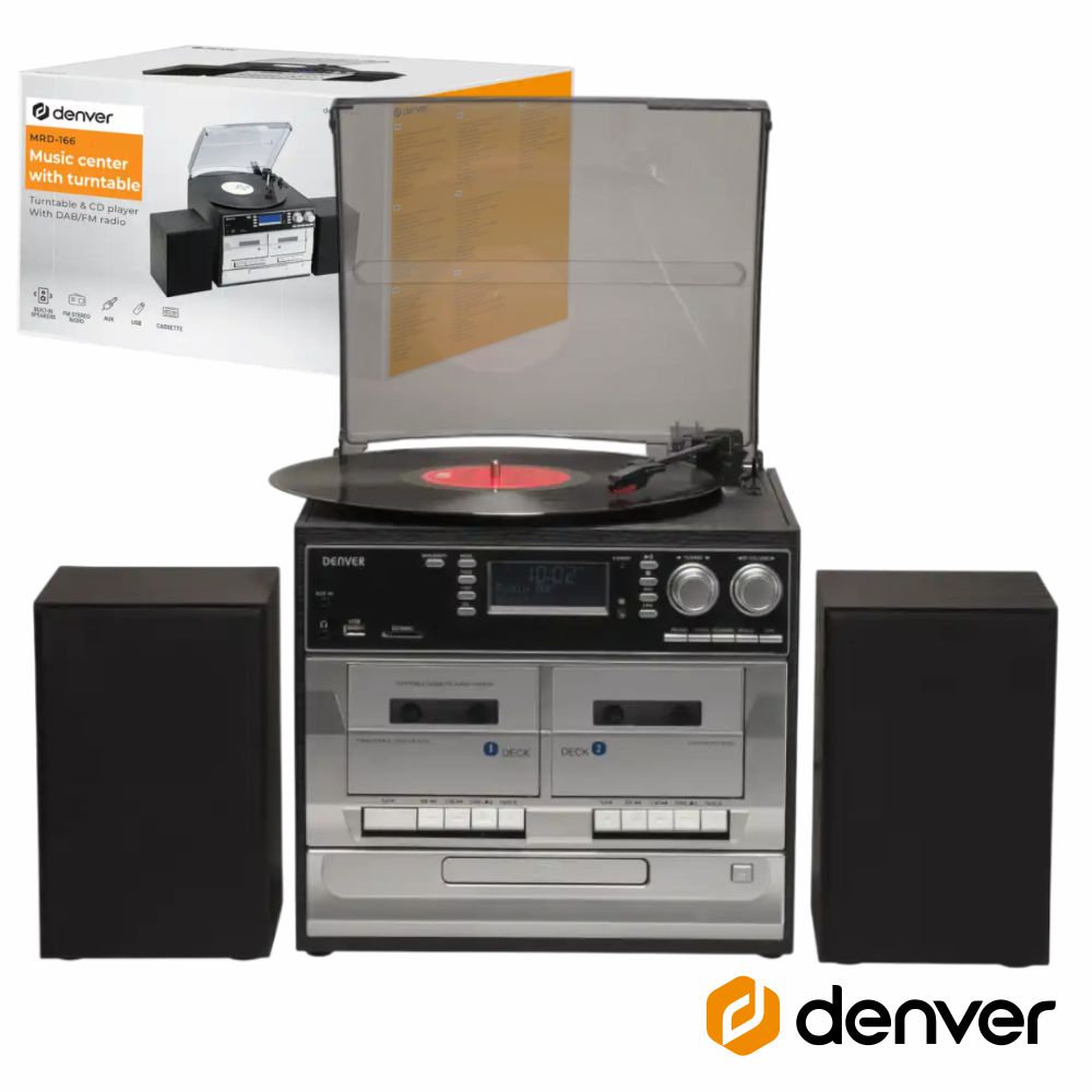 Gira-Discos 33/45/78RPM AM/FM/Cd/Cassete/SD 2x2W DENVER
