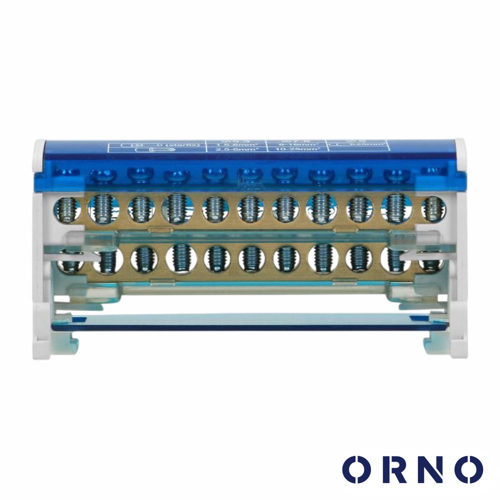 Bloco de Distribuição Energia Fileira Dupla P/ 11 Cabos ORNO