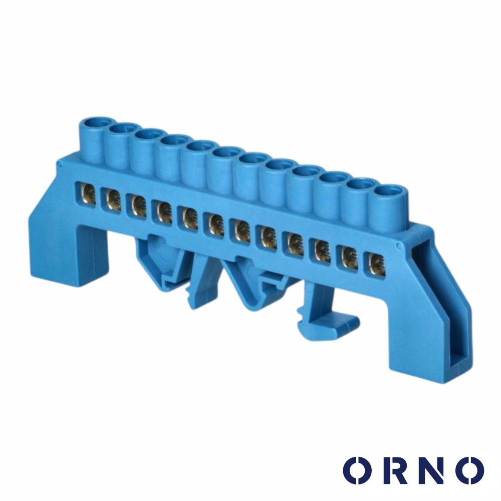 Barramento Neutro Isolado 12 Vias P/ Calha DIN IP20 ORNO