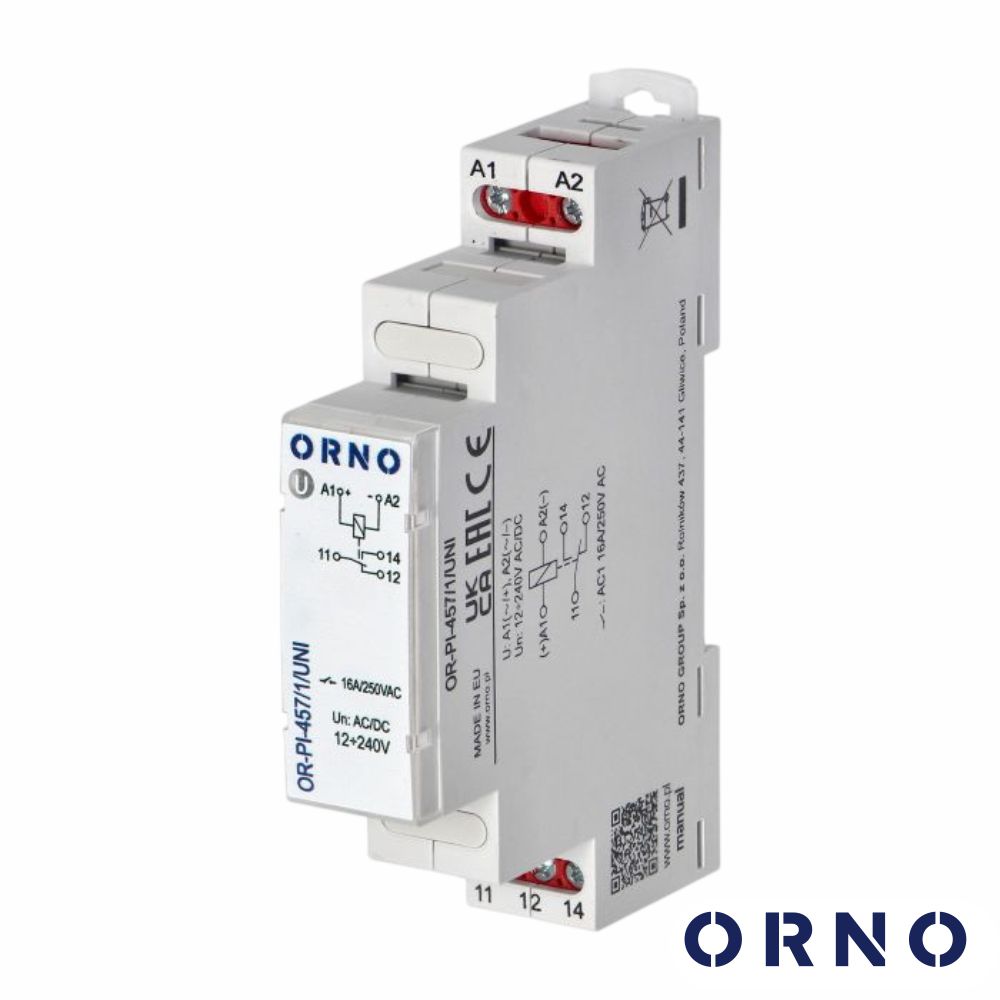 Relé Temporizador 1P 12-230Vac 16A P/ Calha DIN ORNO