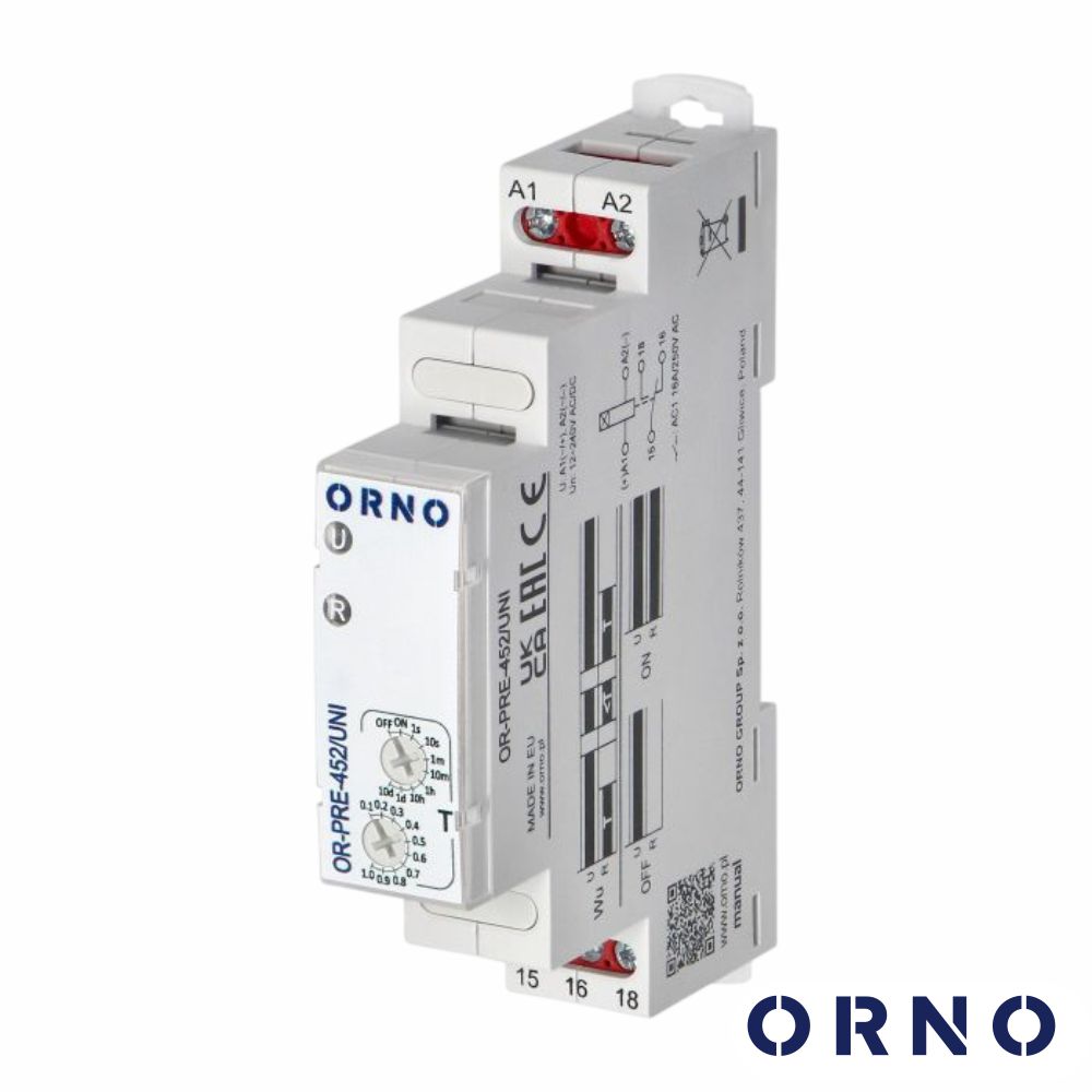 Relé Temporizador 1P C/ 10 Funções P/ Calha DIN ORNO