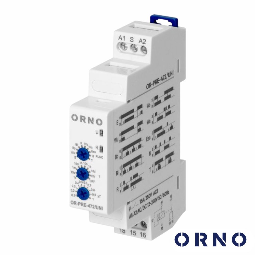 Temporizador Analógico C/ 10 Funções P/ Calha DIN IP20 ORNO